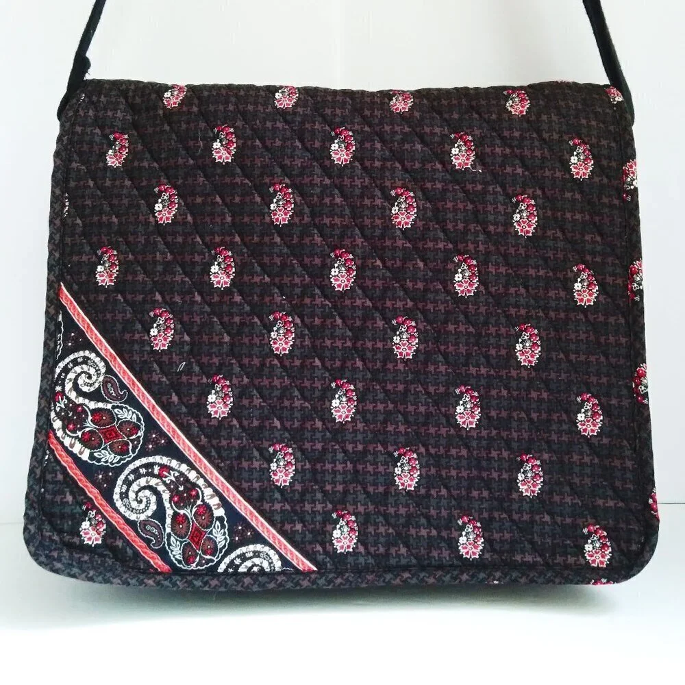100% Quilted Cotton Floral Paisley & Houndstooth on Black Laptop Bag As New